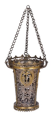 Lot 96 - A BALKAN PARCEL-GILT SILVER SANCTUARY LAMP