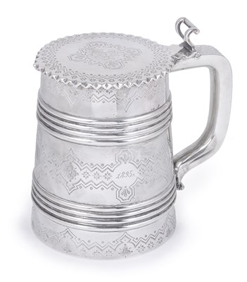 Lot 98 - A RUSSIAN SILVER TANKARD