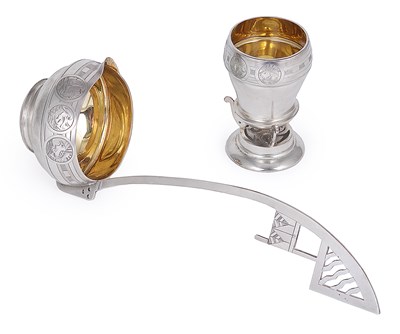 Lot 100 - A RUSSIAN SILVER PUNCH LADLE AND SMALL CUP