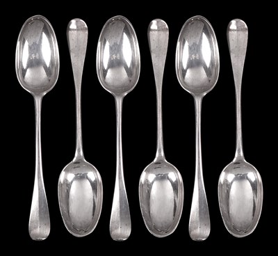 Lot 134 - A SET OF SIX SCOTTISH GEORGE III SILVER TABLESPOONS