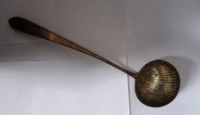 Lot 141 - A GEORGE II SILVER SOUP LADLE