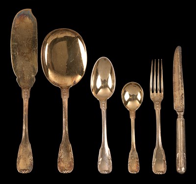 Lot 158 - A FRENCH SILVER-GILT DESSERT SERVICE