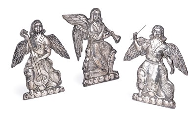 Lot 162 - A SET OF THREE SOUTH AMERICAN SILVER ALTAR DECORATIONS