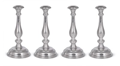 Lot 166 - A SET OF FOUR AUSTRO-HUNGARIAN SILVER TABLE CANDLESTICKS