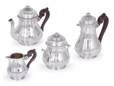 Lot 187 - A FRENCH SILVER FOUR-PIECE 'TETE-A-TETE' TEA AND COFFEE SET