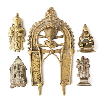 Lot 203 - A GROUP OF FOUR SMALL  INDIAN BRONZE IMAGES, WESTERN INDIA AND DECCAN, 16TH-18TH CENTURIES