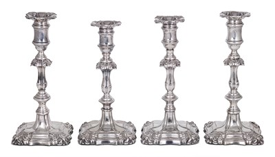 Lot 222 - A PAIR OF EDWARDIAN SILVER TABLE CANDLESTICKS