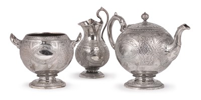 Lot 237 - A SCOTTISH VICTORIAN SILVER THREE-PIECE TEA SET