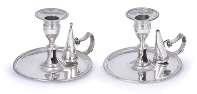 Lot 263 - A PAIR OF GEORGE III SILVER CHAMBERSTICKS