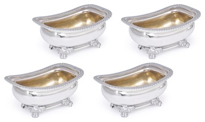 Lot 278 - A SET OF FOUR GEORGE III SILVER SALT CELLARS