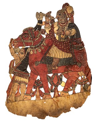 Lot 665 - A SHADOW PUPPET, DECCAN, SOUTHERN INDIA, 19TH CENTURY