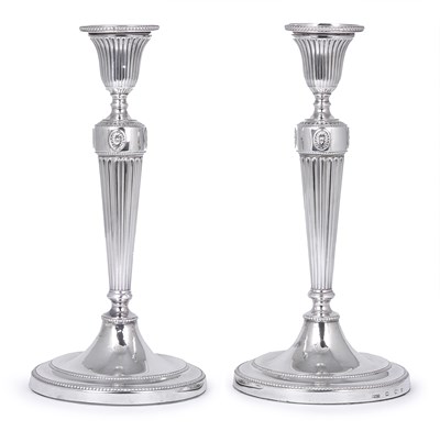 Lot 295 - A PAIR OF GEORGE III SILVER TABLE CANDLESTICKS