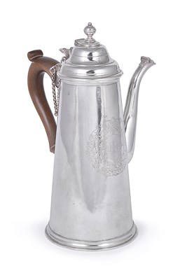 Lot 299 - A QUEEN ANNE SILVER CHOCOLATE POT