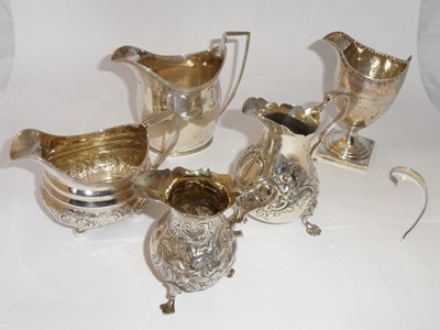 Lot 303 - SIX SILVER MILK JUGS