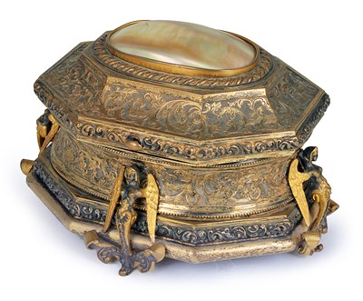 Lot 322 - A NAPOLEON III GILT-METAL JEWEL CASKET