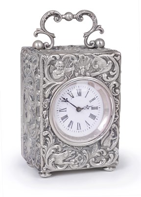 Lot 329 - AN EDWARDIAN SILVER-CASED BOUDOIR TIMEPIECE