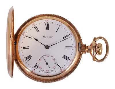 Lot 333 - E. HOWARD WATCH CO., BOSTON: AN AMERICAN 14 CARAT GOLD HUNTER CASED POCKET WATCH