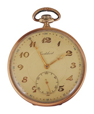 Lot 334 - CORTEBERT: A SWISS 14 CARAT GOLD DRESS POCKET WATCH