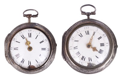 Lot 335 - TWO GEORGIAN SILVER PAIR CASED POCKET WATCHES