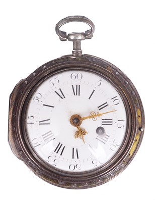 Lot 336 - MICHEL COMBAZ, NYON: A SWISS SILVER AND SHAGREEN PAIR CASED WATCH