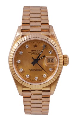 Lot 337 - ROLEX: A LADY'S 18 CARAT GOLD BRACELET WATCH