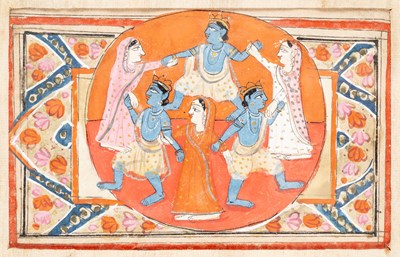 Lot 664 - AN ILLUMINATION FROM A MANUSCRIPT DEPICTING KRISHNA, KASHMIR, 19TH CENTURY