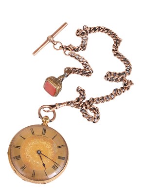 Lot 340 - A SWISS 18 CARAT GOLD OPENFACED POCKET WATCH