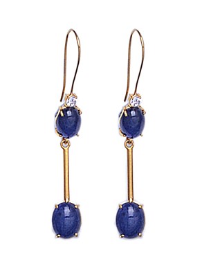 Lot 344 - PAIR OF SAPPHIRE AND DIAMOND EAR PENDANTS