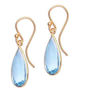 Lot 346 - PAIR OF TOPAZ EAR PENDANTS