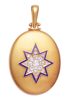 Lot 354 - GOLD, ENAMEL AND DIAMOND LOCKET