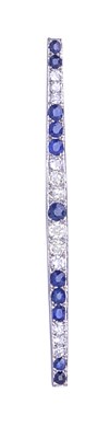 Lot 369 - SAPPHIRE AND DIAMOND BAR BROOCH
