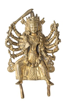 Lot 531 - A GILT-BRONZE FIGURE OF DURGA, NEPAL, 17TH/18TH CENTURY