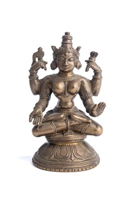 Lot 614 - A BRONZE FIGURE OF A GODDESS, PROBABLY MANASA, ORISSA, EASTERN INDIA, 18TH/19TH CENTURY