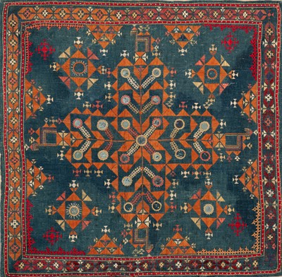 Lot 728 - AN EMBROIDERED RUMAL, SINDH, EARLY 20TH CENTURY