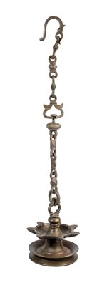 Lot 628 - A BRONZE HANGING LAMP, SOUTHERN INDIA, 19TH CENTURY