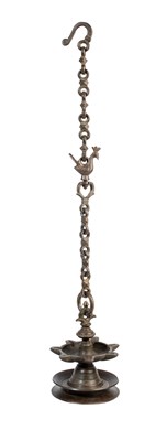 Lot 630 - A BRONZE HANGING LAMP, SOUTHERN INDIA, 19TH CENTURY