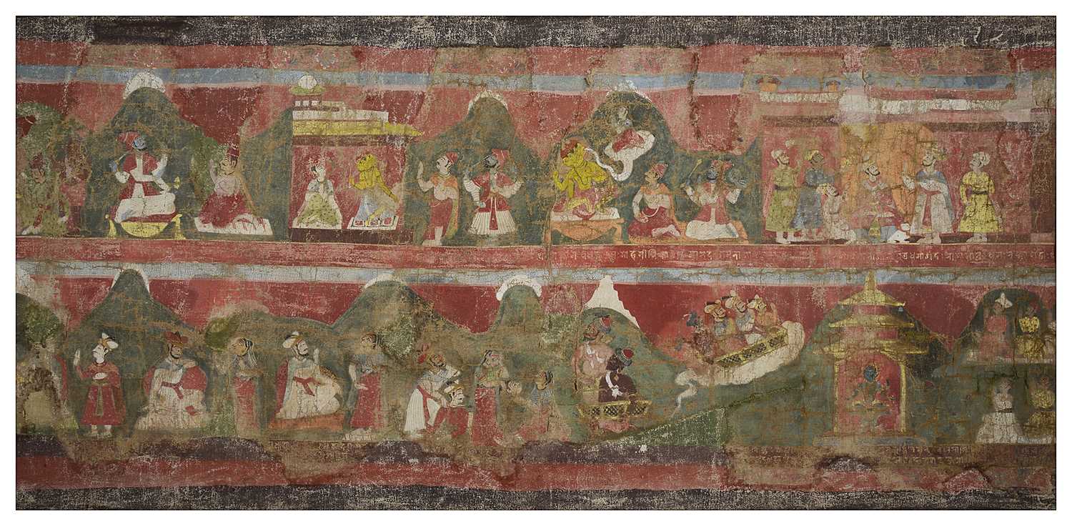 Lot 73 - A LONG NARRATIVE SCROLL EXTOLLING EKADASIVRATA