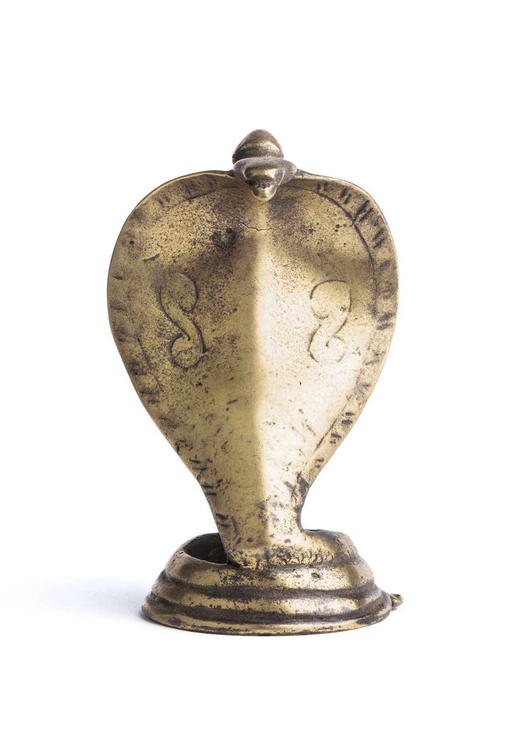 Lot 594 - A SMALL BRONZE COBRA, WESTERN DECCAN, INDIA, 18TH/19TH CENTURY