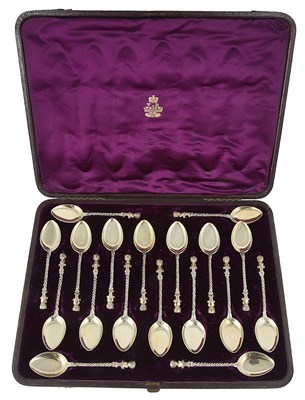 Lot 398 - A SET OF EIGHTEEN VICTORIAN SILVER ICE CREAM SPOONS