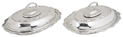 Lot 429 - A PAIR OF EDWARDIAN SILVER ENTREE DISHES