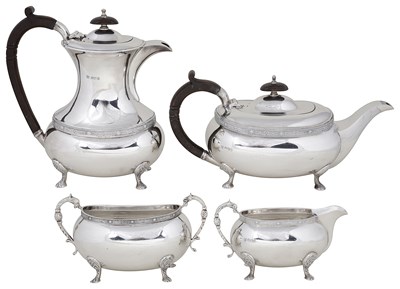 Lot 432 - A SILVER FOUR-PIECE TEA SET