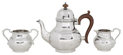 Lot 435 - A GEORGE V SILVER THREE-PIECE TEA SET