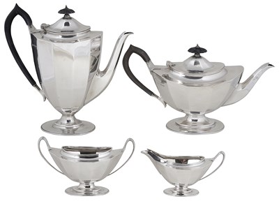 Lot 436 - A GEORGE V SILVER FOUR-PIECE TEA AND COFFEE SET