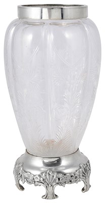 Lot 439 - AN EDWARDIAN SILVER-MOUNTED STOURBRIDGE GLASS VASE