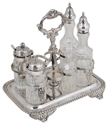 Lot 442 - A GEORGE IV SILVER EIGHT-BOTTLE CRUET FRAME
