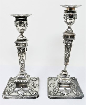 Lot 447 - A PAIR OF VICTORIAN SILVER CANDLESTICKS