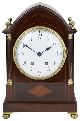 Lot 534 - A MAHOGANY BRACKET CLOCK