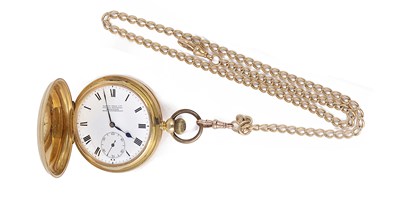 Lot 540 - A VICTORIAN GOLD HUNTER POCKET WATCH WITH GOLD CHAIN