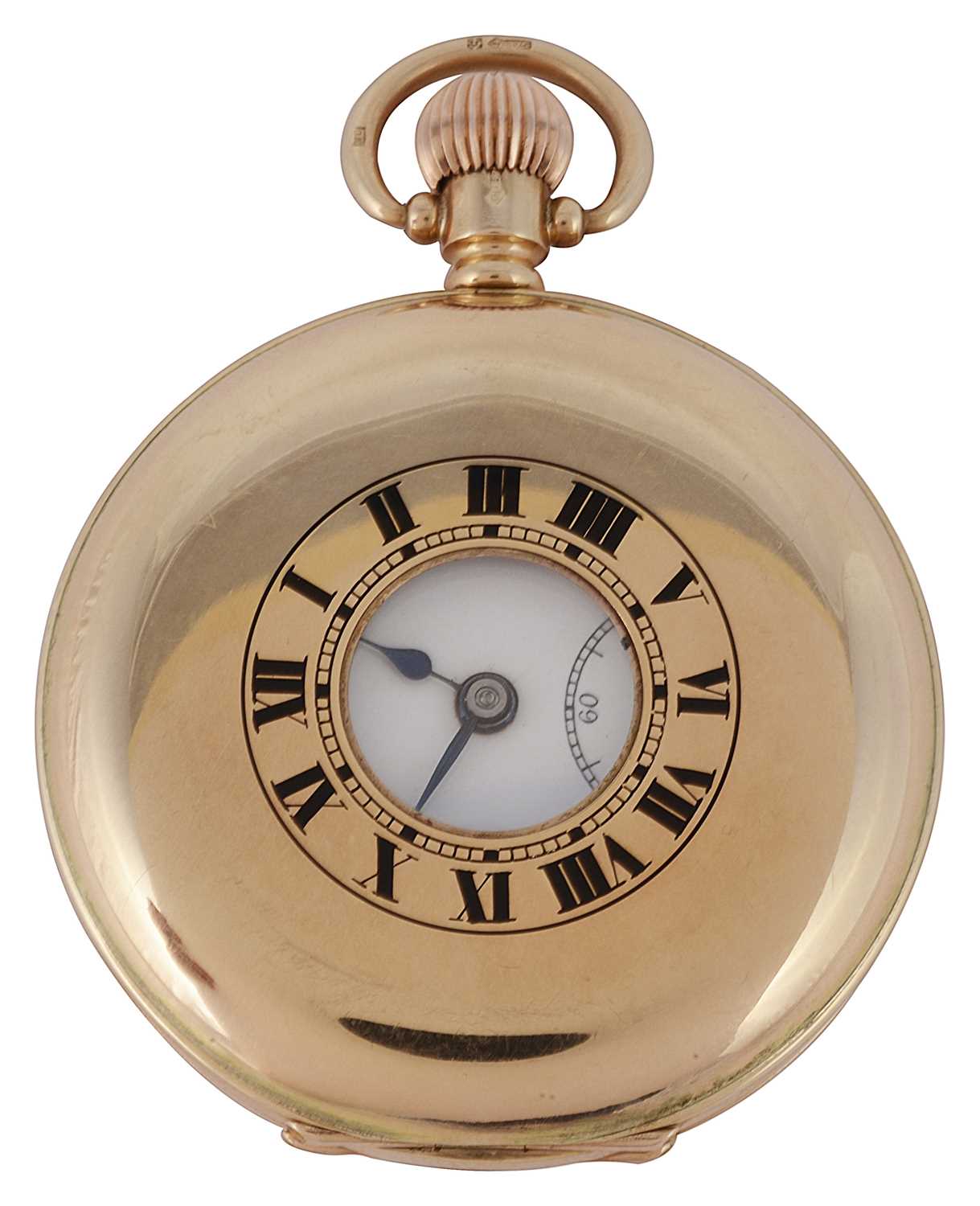 Lot 543 - BUREN FOR H. WILLIAMSON LTD.: A GOLD HALF-HUNTER POCKET WATCH