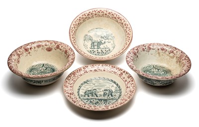 Lot 273 - FOUR BOWLS FOR THE BURMESE MARKET, GLASGOW, SCOTLAND, CIRCA 1900